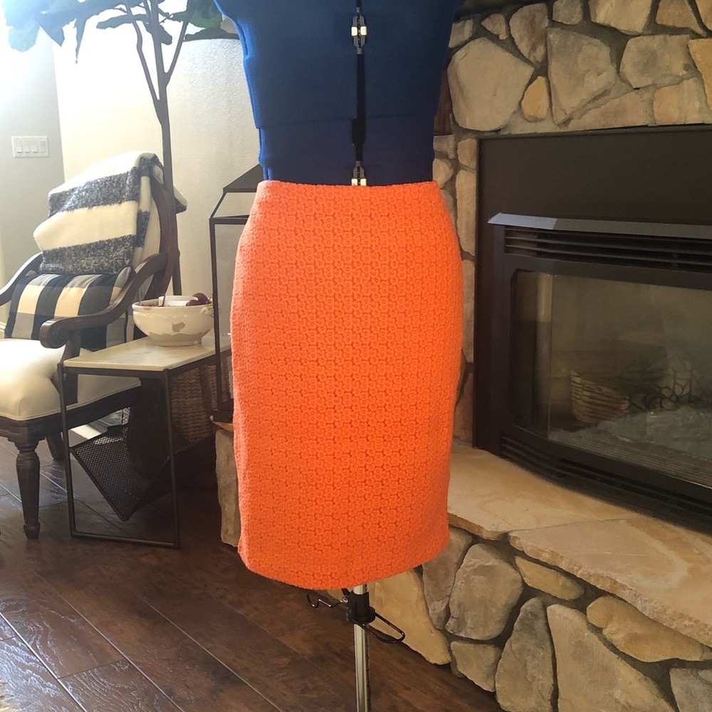 Ann Taylor Orange Pencil Skirt